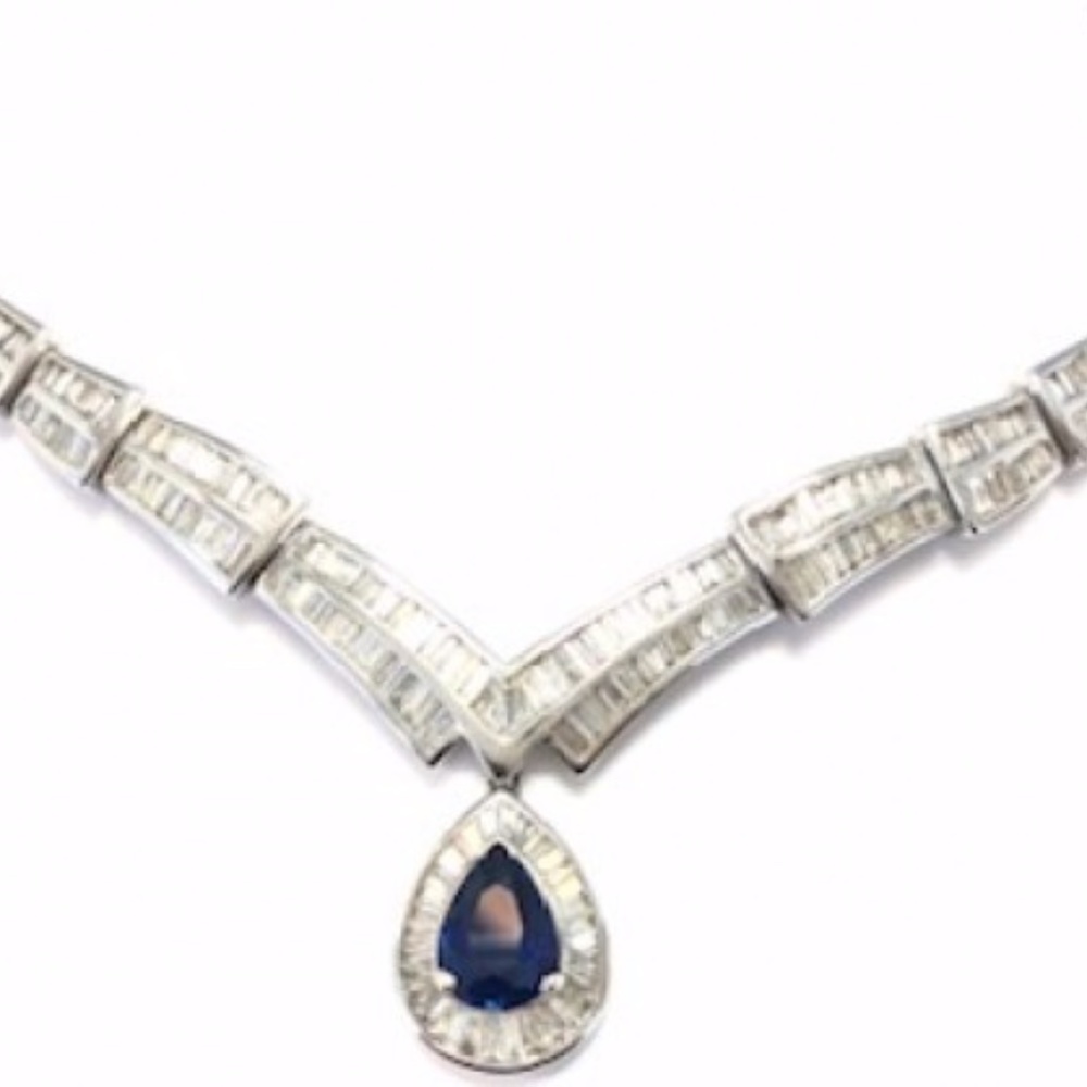 18kt White Gold Diamond and Sapphire Chocker - Picture 2 of 5
